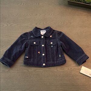New! Mayoral Dark Blue Jean Jacket with Embroidered Accents